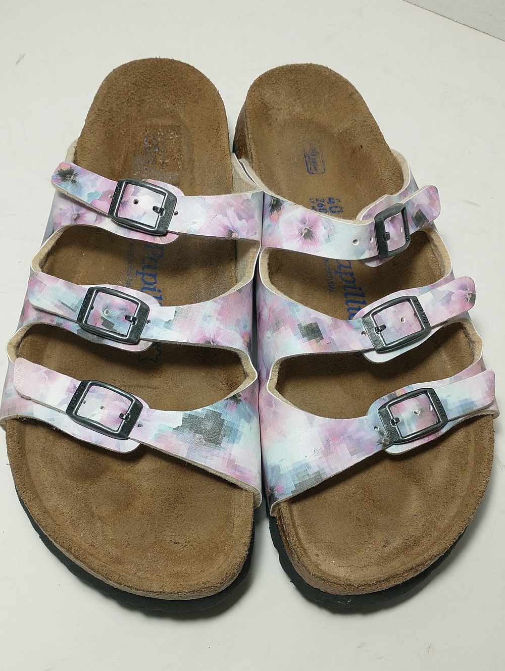 Papillio By Birkenstock Three Strap Pink/Blue Sandal, Euro 40, US 9, Cottagecore